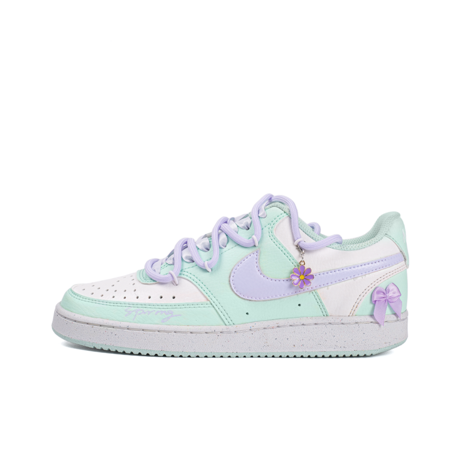 Nike Nike Court Vision Low Purple Iris Mint Leather Wear resistant And Lightweight Low top Skateboard Shoes Women's