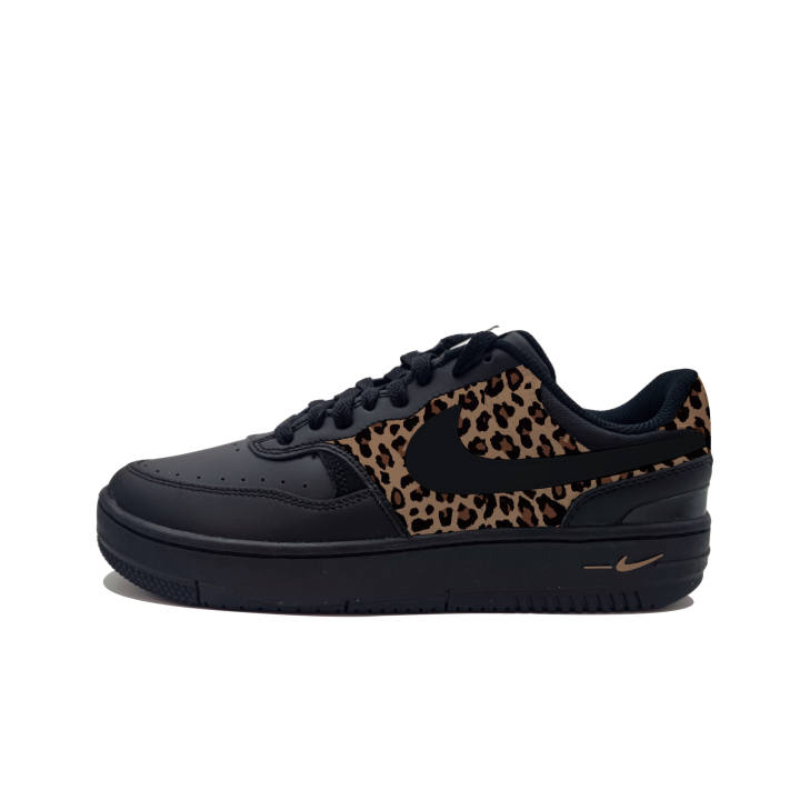 Nike Nike Gamma Force Skateboard Shoes Women's Low Top Black Pink Leopard Print Colorway