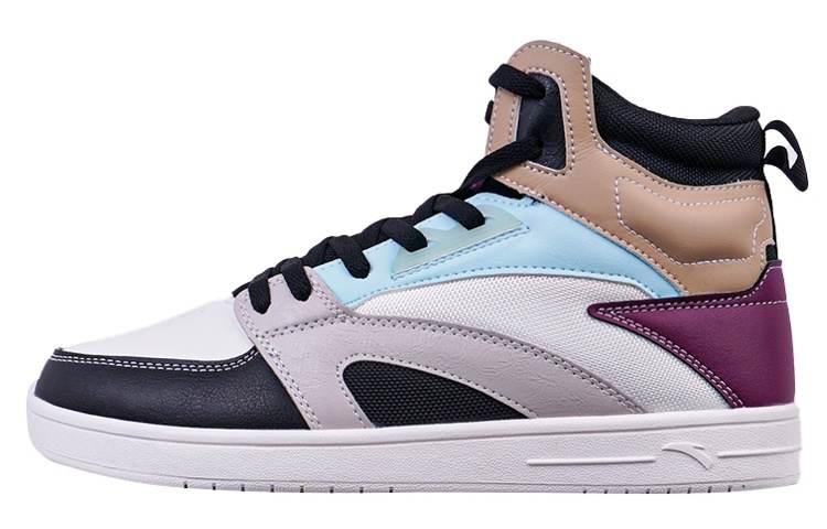 Anta Slip Resistant Abrasion Resistant High top Skateboard Shoes Men's White Gray Brown