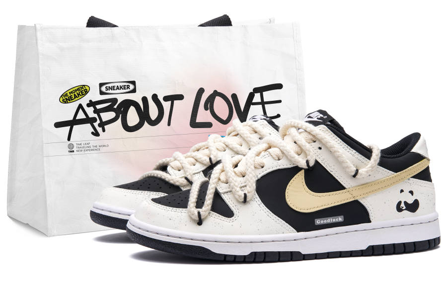 Nike Nike Dunk Panda Cheese Low top Skateboard Shoes Women's Black White Yellow