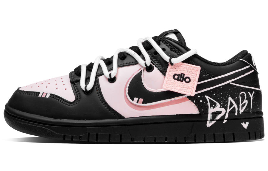 Nike Nike Dunk Pink Ink Baby Abrasion Resistant Low top Skateboard Shoes Unisex Black Pink