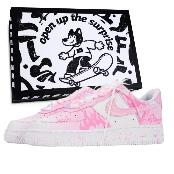 Nike Nike Air Force 1 Slip Resistant Abrasion Resistant Low top Skateboard Shoes Unisex Pink