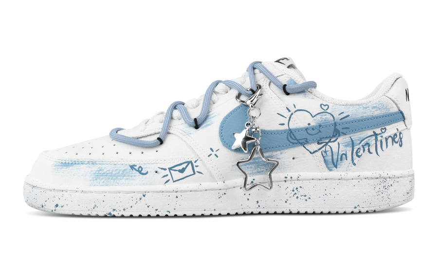 Nike Nike Court Vision 1 Love Letter Abrasion Resistant Low top Skateboard Shoes Men's White Blue