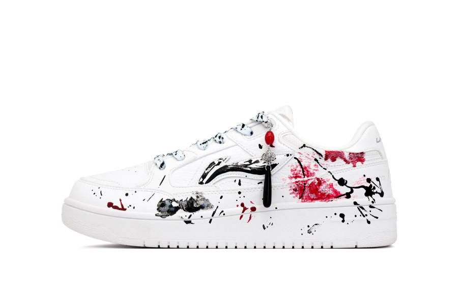 Li-Ning Li Ning Tianji Slip Resistant Cushioning Abrasion Resistant Low top Skateboard Shoes Unisex Black White