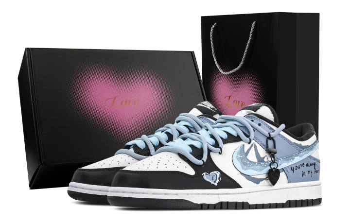 Nike Nike Dunk Wave, Heart Box Abrasion Resistant Low top Skateboard Shoes Unisex Black Blue