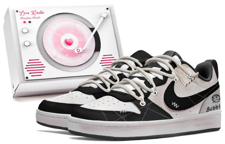 Nike Nike Court Borough Cute Ghost Slip Resistant Abrasion Resistant Low top Skateboard Shoes GS Black White