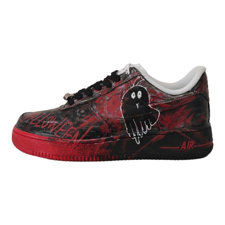 Nike Nike Air Force 1 Halloween Ghost Cow Leather Slip Resistant Slip Resistant Low top Skateboard Shoes Men's Black