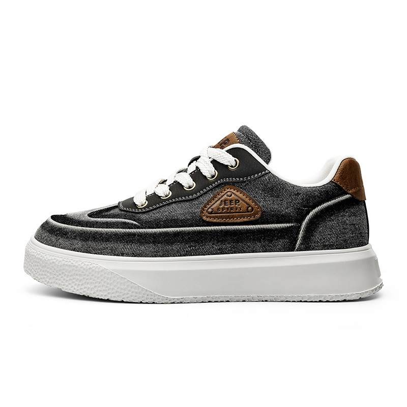 JEEP SPIRIT Snake Brow Coin Fish Low top Skateboard Shoes Men's Black