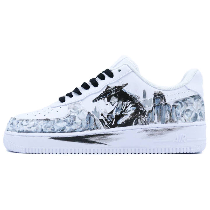 Nike Nike Air Force 1 Slip Resistant Abrasion Resistant Low top Skateboard Shoes Unisex Black White