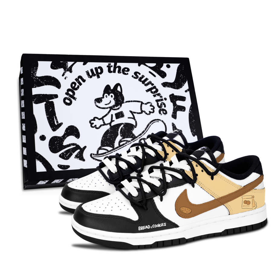 Nike Nike Dunk Black White, Bread Cookie Abrasion Resistant Abrasion Resistant Low top Skateboard Shoes Unisex Brown