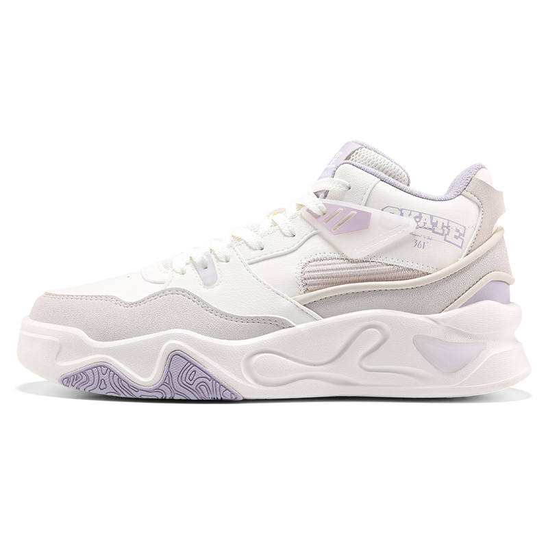 361° Abrasion Resistant Slip Resistant High top Skateboard Shoes Women's White Purple