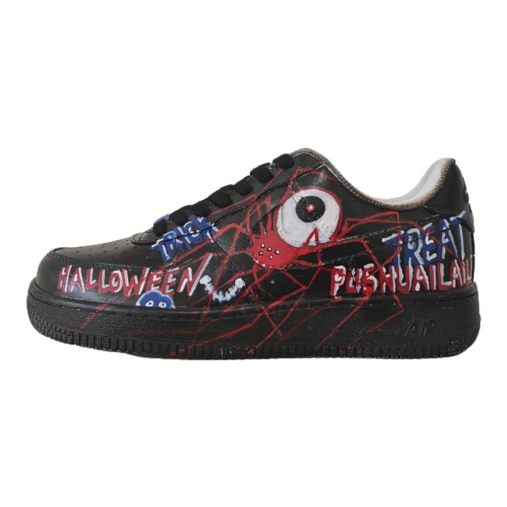 Nike Nike Air Force 1 Trendy And Cool Spiders Hand Drawn Graffiti Low top Skateboard Shoes Men's Black