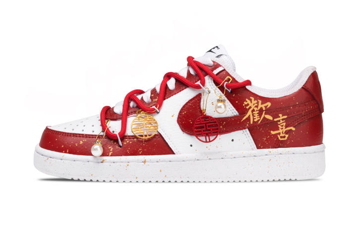Nike Nike Court Vision 1 Red Auspicious Blessing Wear resistant And Lightweight Low top Skateboard Shoes Unisex Red