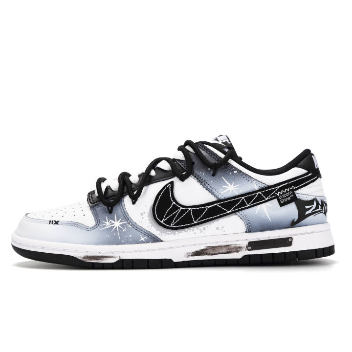 Nike Nike Dunk Dark Night Star Gazing Abrasion Resistant Low top Skateboard Shoes Unisex Black White Gray