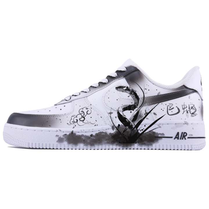 Nike Nike Air Force 1 Snake Ruyi SDS Abrasion Resistant Abrasion Resistant Low top Skateboard Shoes Men's White Black