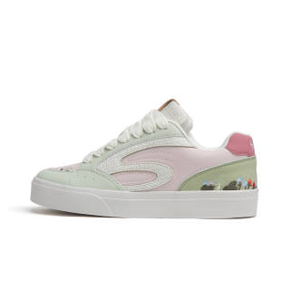 SINPERCO Slip Resistant, Abrasion Resistant, Lightweight Low top Skateboard Shoes Women's Olive Green Pink