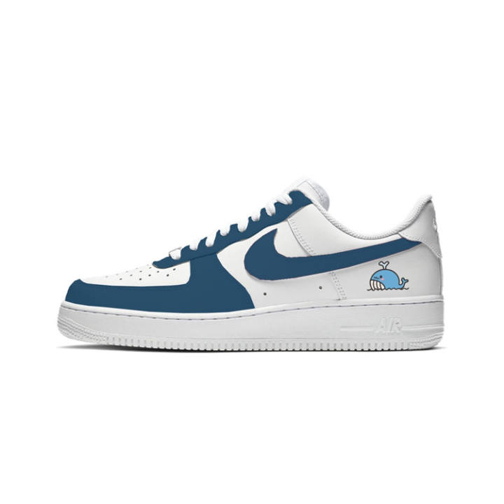 Nike Nike Air Force 1 Whale Fall Abrasion Resistant Abrasion Resistant Low top Skateboard Shoes Women's White Blue