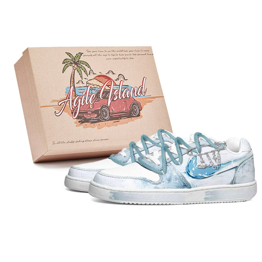 Nike Nike EBERNON Lively Island, Saturn Blue Cushioning Low top Skateboard Shoes Unisex Blue White