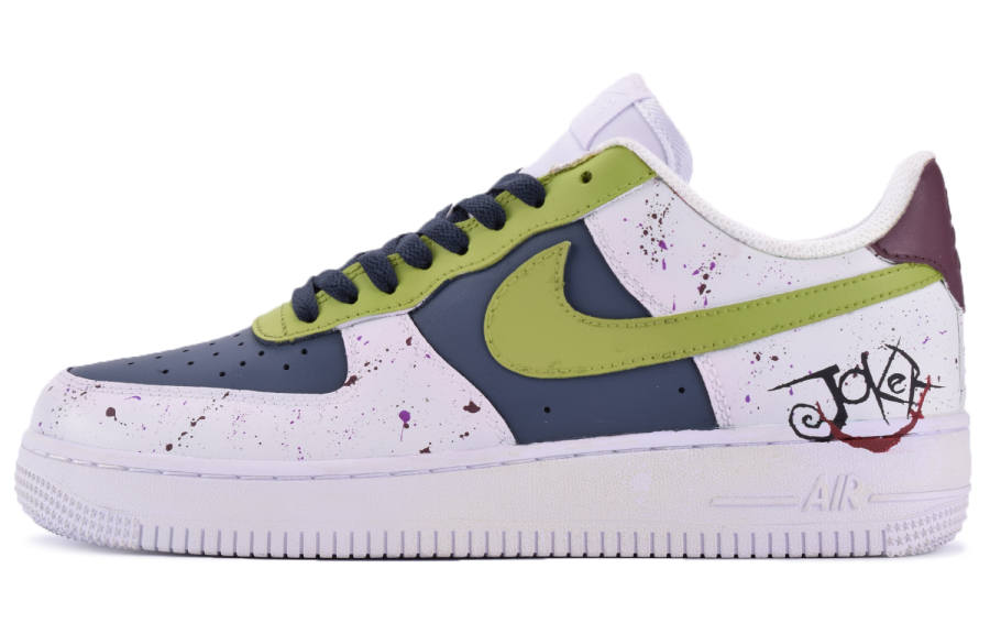 Nike Nike Air Force 1 Joker Slip Resistant Abrasion Resistant Low top Skateboard Shoes Unisex Gray Blue Green