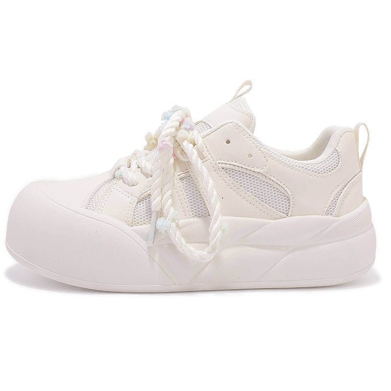 JIONGSEN PU, Mesh Slip Resistant Abrasion Resistant Low top Skateboard Shoes Women's Beige