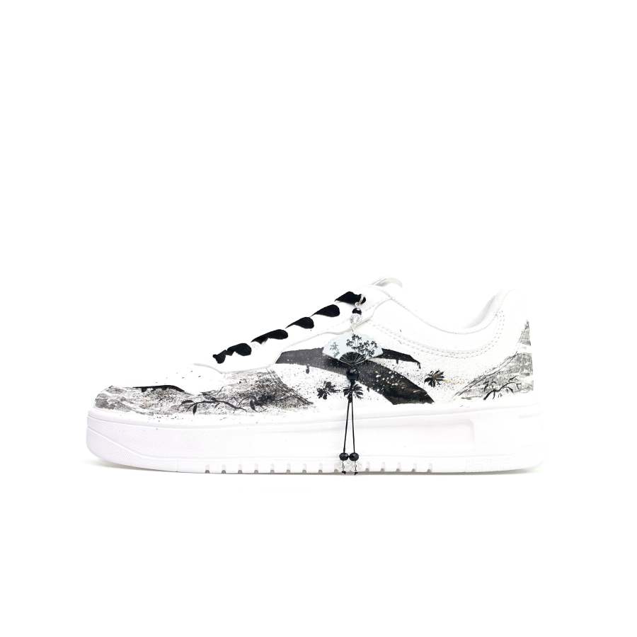 Anta Easy Synthetic Leather Slip Resistant, Abrasion Resistant, Breathable Low top Skateboard Shoes Unisex Black White
