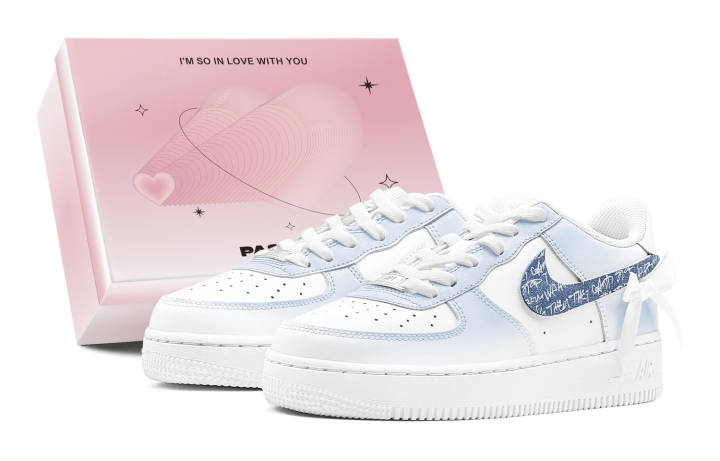 Nike Nike Air Force 1 Air Force 1, Couple's, Romantic Gift, Sea Salt Summer, Ribbon Bowknot, Gradient Spray Painting Low top
