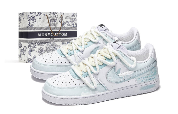 Nike Nike Court Vision 1 Sky Green Mist Slip Resistant Cushioning Low top Skateboard Shoes Men's Blue White