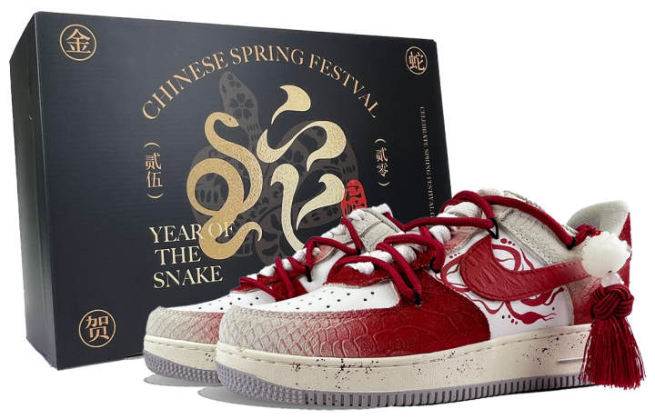 Nike Nike Air Force 1 Slip Resistant Abrasion Resistant Low top Skateboard Shoes Women's Red