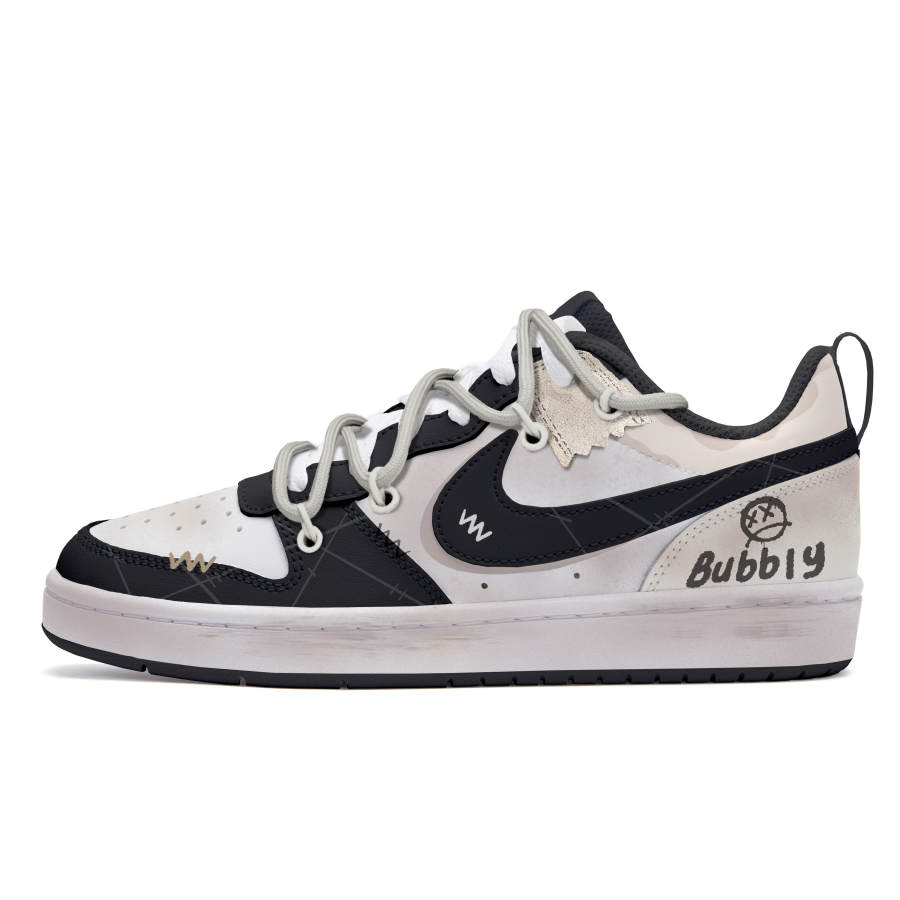 Nike Nike Court Borough Cute Ghost Slip Resistant Abrasion Resistant Low top Skateboard Shoes GS Black White