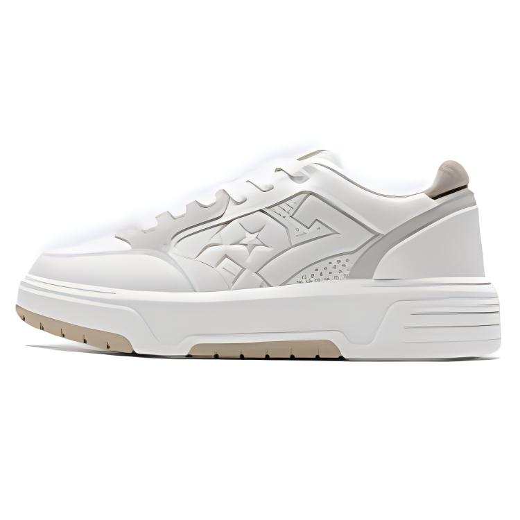 XTEP Synthetic Leather Slip Resistant Abrasion Resistant Low top Skateboard Shoes Men's White Gray
