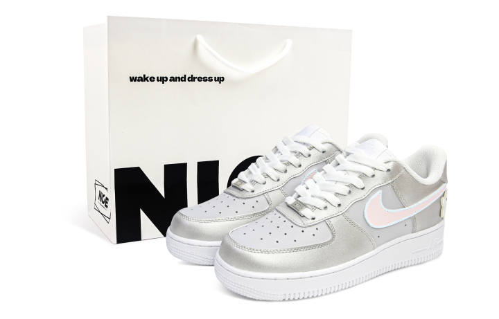 Nike Nike Air Force 1 Abrasion Resistant Low top Skateboard Shoes Women's Silver