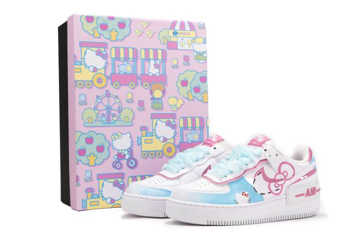 Nike Nike Air Force 1 Low top Skateboard Shoes Women's Blue Pink White
