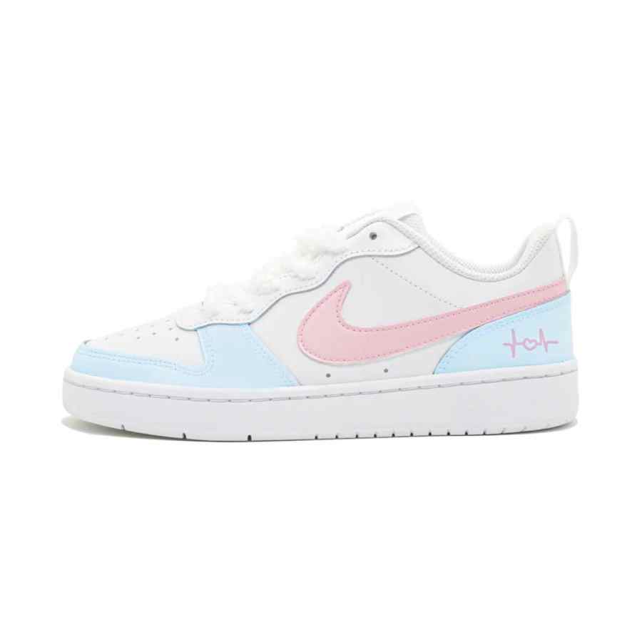 Nike Nike Court Borough GS Blue Pink Charm Cushioning, Wear Resistant Low top Skateboard Shoes Unisex