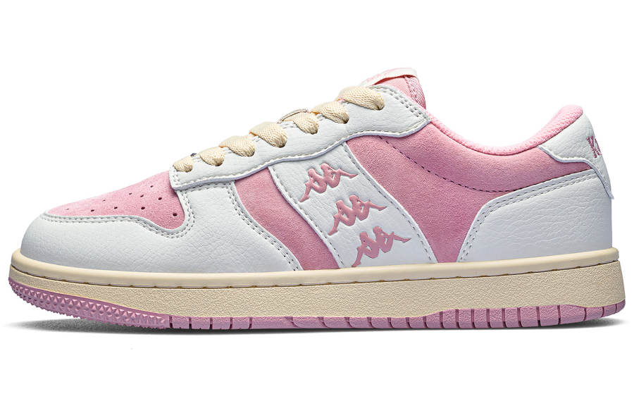 Kappa Urban Sports Back to Back Slip Resistant Abrasion Resistant Low top Skateboard Shoes Women's Pink White