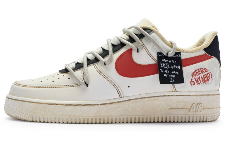 Nike Nike Air Force 1 Low 07 Low top Skateboard Shoes Men's Beige White Red
