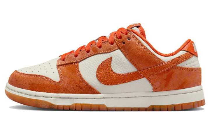 Nike Nike Dunk 'Cracked Orange' Abrasion Resistant Breathable Low top Skateboard Shoes Women's White Orange