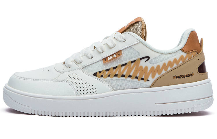 Erke Synthetic Leather, Textile Abrasion Resistant Low top Skateboard Shoes Men's White Light Brown