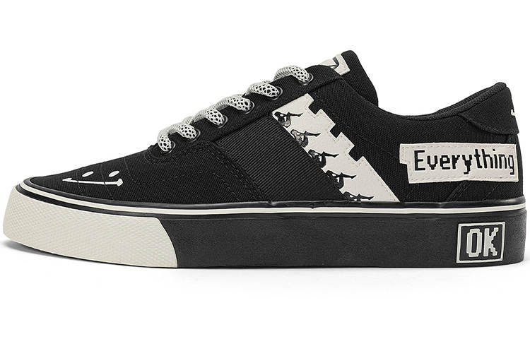Kappa Back to Back Abrasion Resistant Abrasion Resistant Slip Resistant Low top Skateboard Shoes Unisex Black White