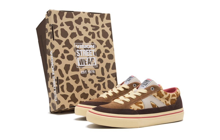 Vision Street Wear Stick Low top Skateboard Shoes Unisex Giraffe Brown Pattern