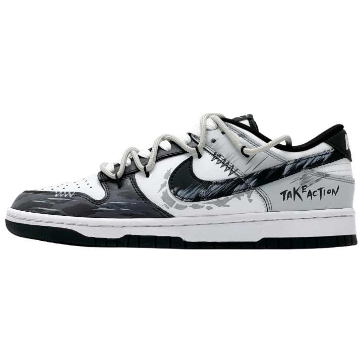 Nike Nike Dunk Abrasion Resistant Abrasion Resistant Low top Skateboard Shoes Unisex Black White Gray
