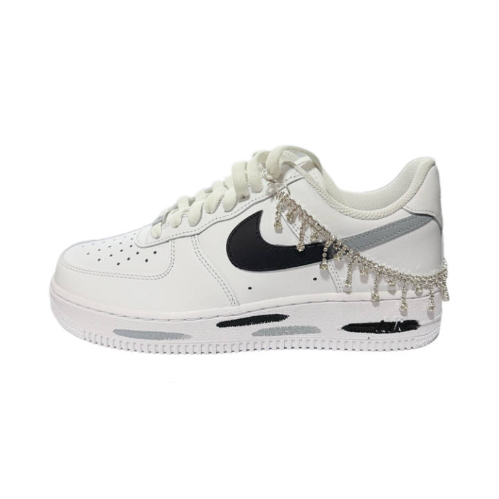 Nike Nike Air Force 1 Midnight Cha Cha Abrasion Resistant Low top Skateboard Shoes Unisex Black White Gray