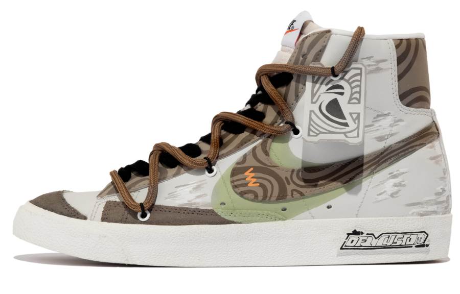 Nike Nike Blazer 77 Leather Cushioning Abrasion Resistant Balance Mid top Skateboard Shoes Unisex Beige White Brown Gray
