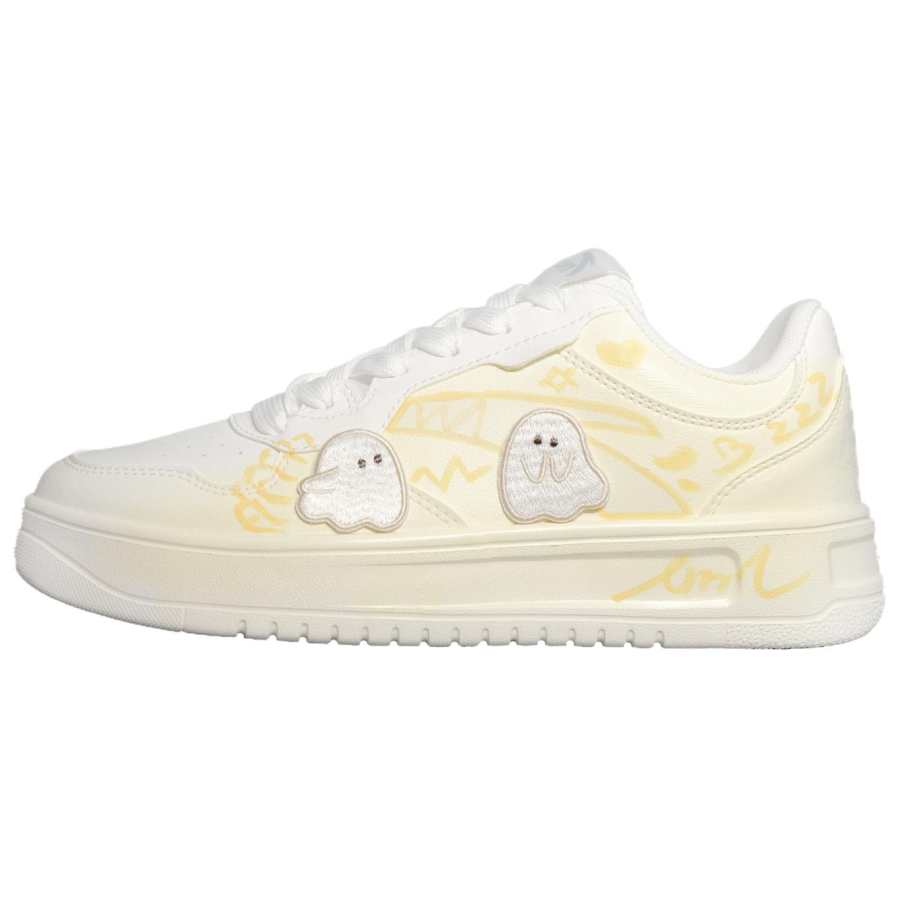 Anta Easy Abrasion Resistant Lightweight Low top Skateboard Shoes Women's Yellow White