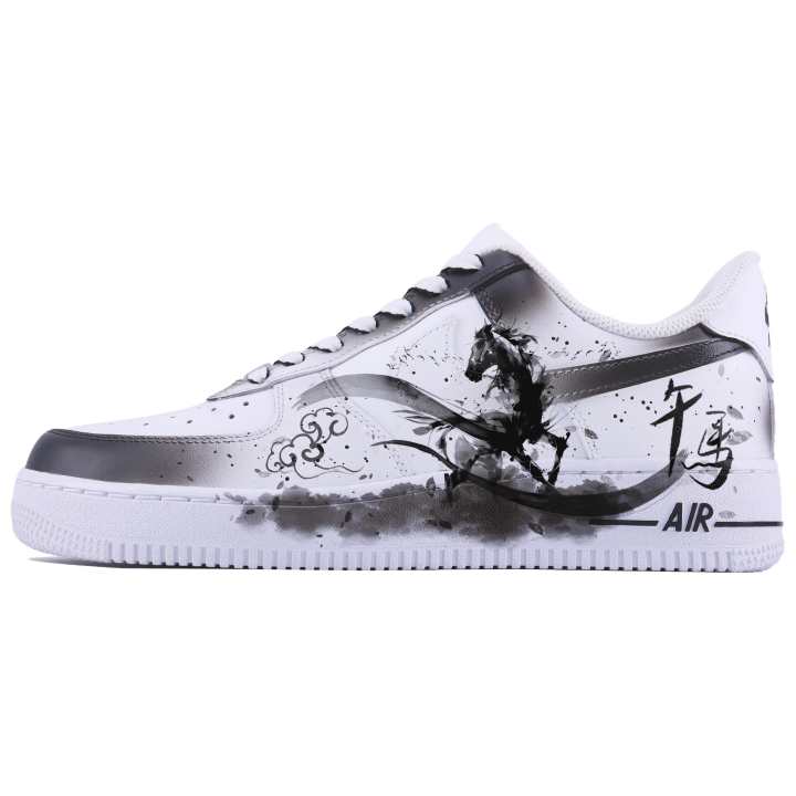 Nike Nike Air Force 1 Auspicious Horse SDS Abrasion Resistant Abrasion Resistant Low top Skateboard Shoes Men's White Black