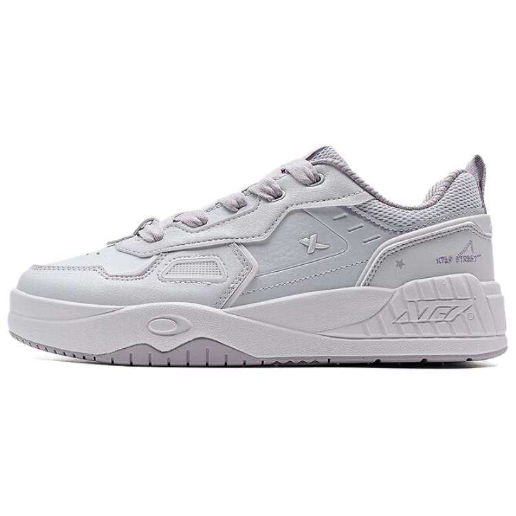 XTEP Slip Resistant Abrasion Resistant Low top Skateboard Shoes Women's Gray Purple