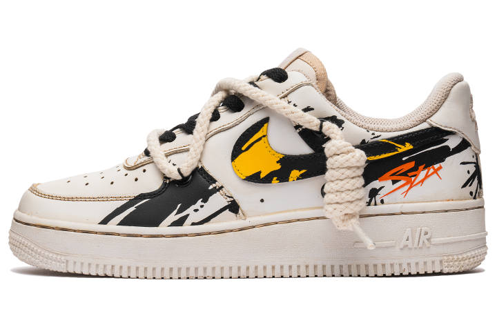 Nike Nike Air Force 1 Skateboard Shoes Men's Low Top Black Yellow