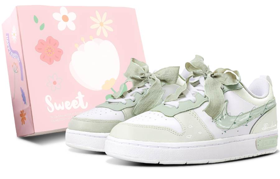 Nike Nike Court Borough Spring Field Flowers Leather Slip Resistant Abrasion Resistant Low top Skateboard Shoes GS