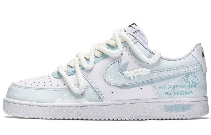 Nike Nike Court Vision 1 Sky Green Mist Slip Resistant Cushioning Low top Skateboard Shoes Men's Blue White