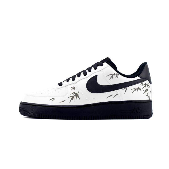 Nike Nike Air Force 1 Cool Black Leather Abrasion Resistant Low top Skateboard Shoes Unisex White