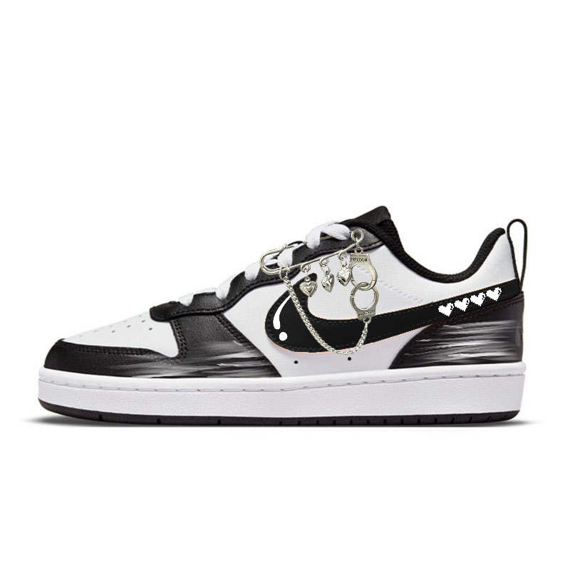 Nike Nike Court Borough Heartbeat Pixel Low top Skateboard Shoes Women's Black White